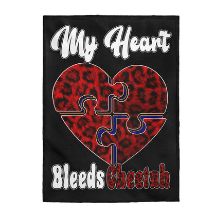 My Heart Bleeds Cheetah Black Velveteen Plush Blanket