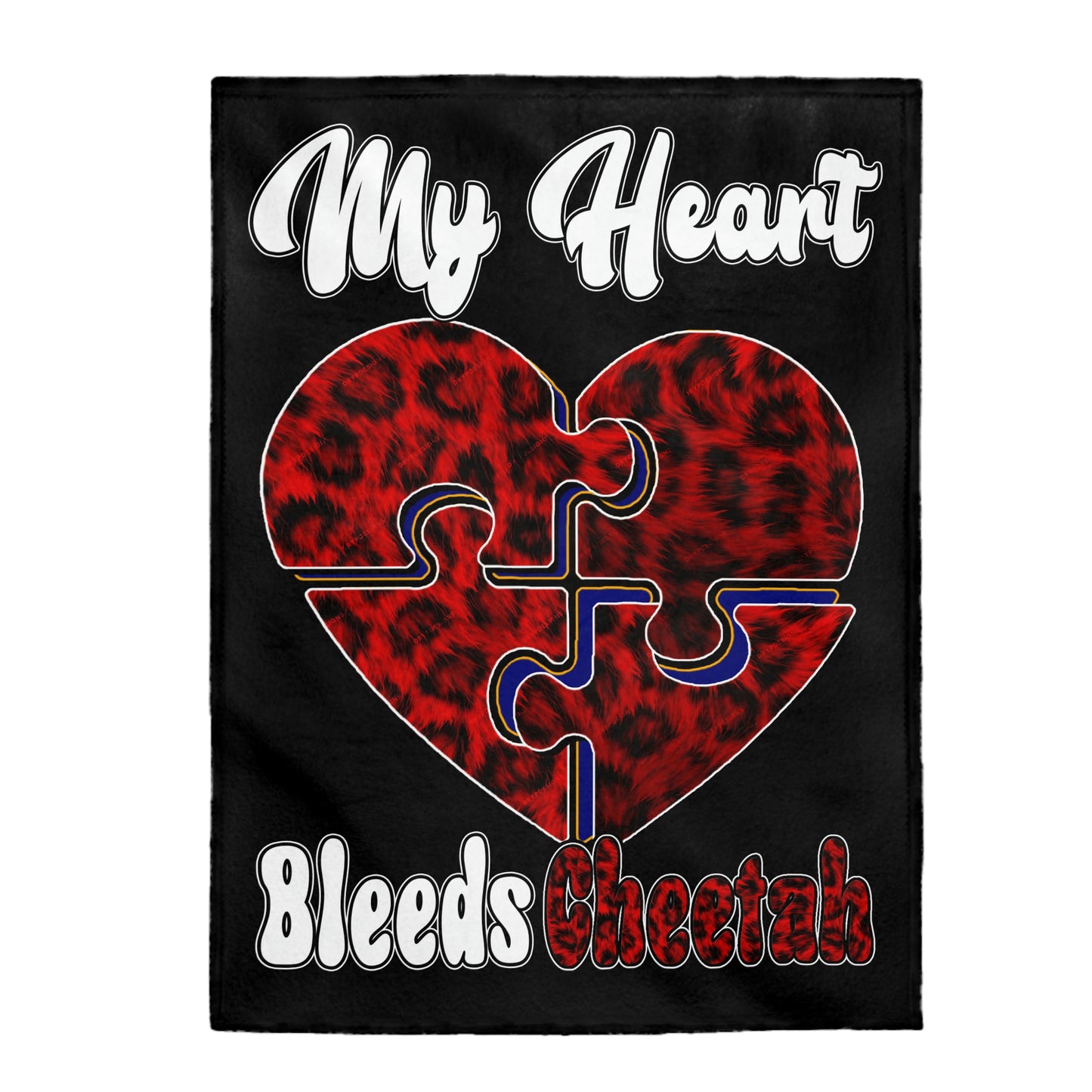 My Heart Bleeds Cheetah Black Velveteen Plush Blanket